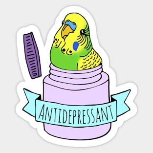 Antidepressant Green Budgie Sticker